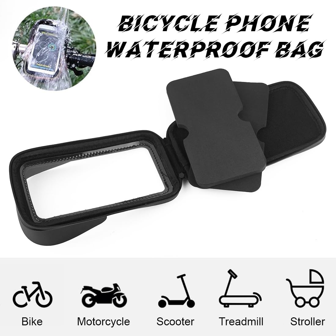 Support Téléphone Velo Etanche, Support Telephone Moto, 360° Rotation IPX6, Compatible avec VTT et Moto, Porte Téléphone Velo avec Coque Arrière Transparente, Port de Charge, pour 6.5 Pouces