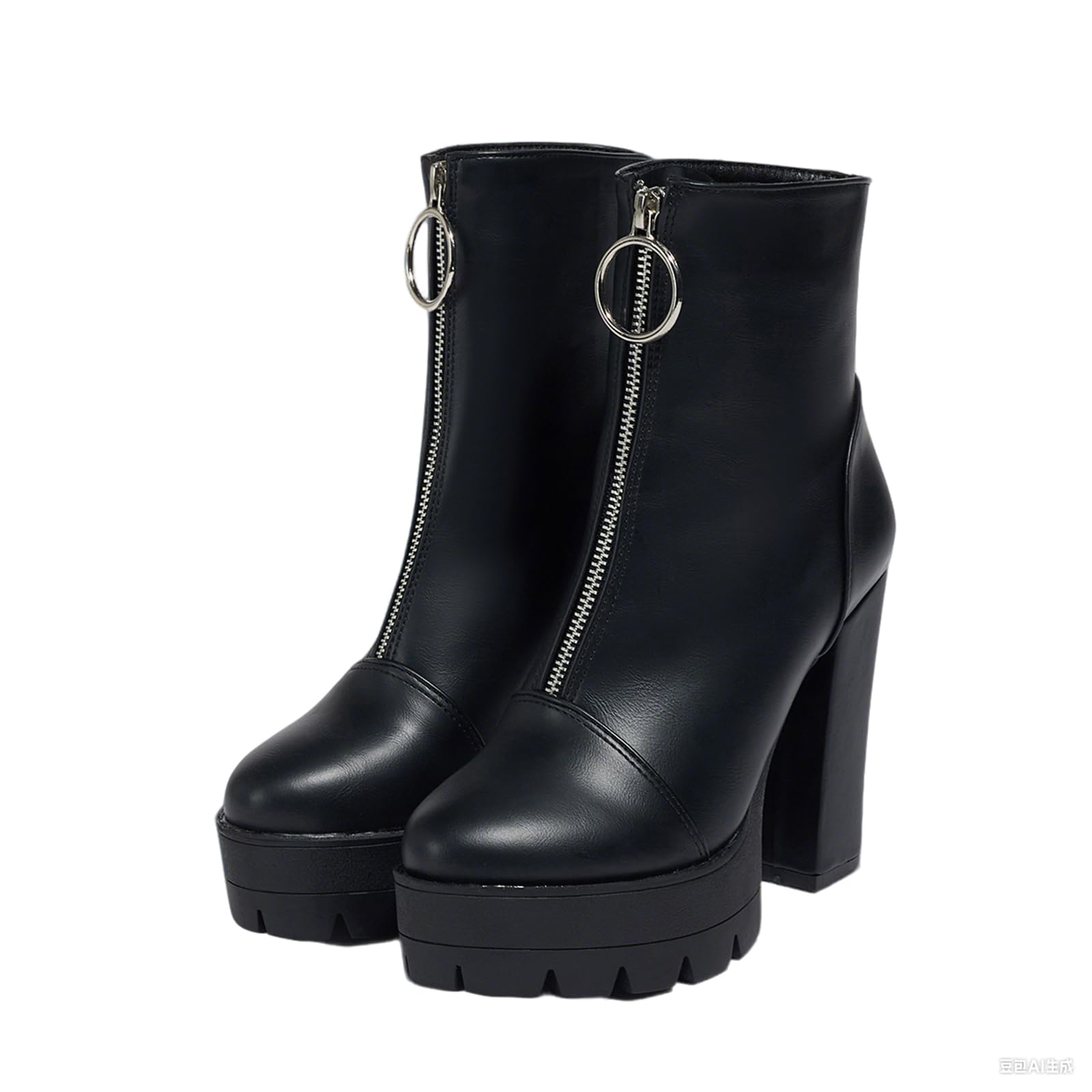 Stivali da Donna con Plateau Cerniera, Tacco Blocco Alto 11,5 cm, Sexy Eleganti Tronchetti, Disponibile in Nero e Marrone
