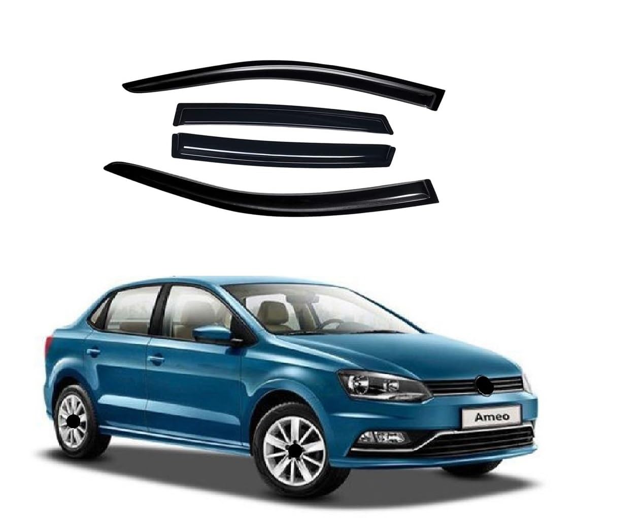 Unbreakable Door Visor/Wind Deflector/Rain Guard Compatible for Ameo (2016 to Present) (Set of 4pcs)-image-30