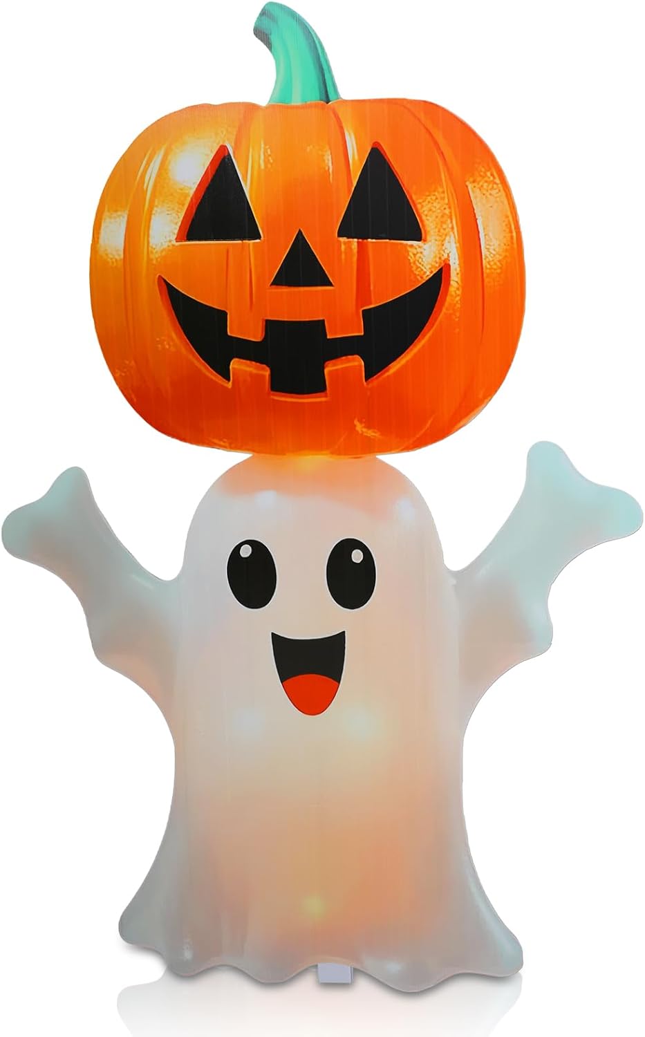Roowest 5 Ft Halloween Pumpkin Ghost Stand Up Cardboard Cutout Life Size Spooky Halloween Party Decoration Backdrop Photo Prop Pumpkin on Ghost Stand Up Cardboard Cutout for Horror Party Decor