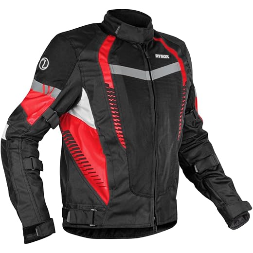 Rynox Tornado Pro 4 Jacket - CE Certified Class A | Motorcycle Riding Jacket with Impact Protection and Abrasion Resistance - Black Red, XL