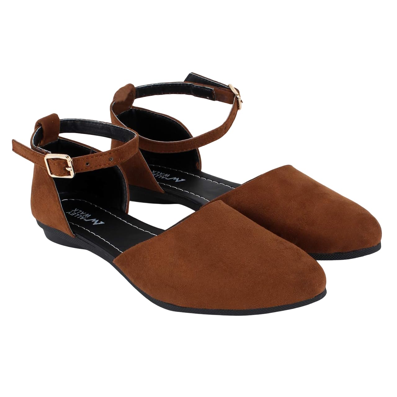 Women’s Suede Ankle Strap Bellies | Elegant Round Toe Flats with Buckle Closure for Office, Casual |-image-24
