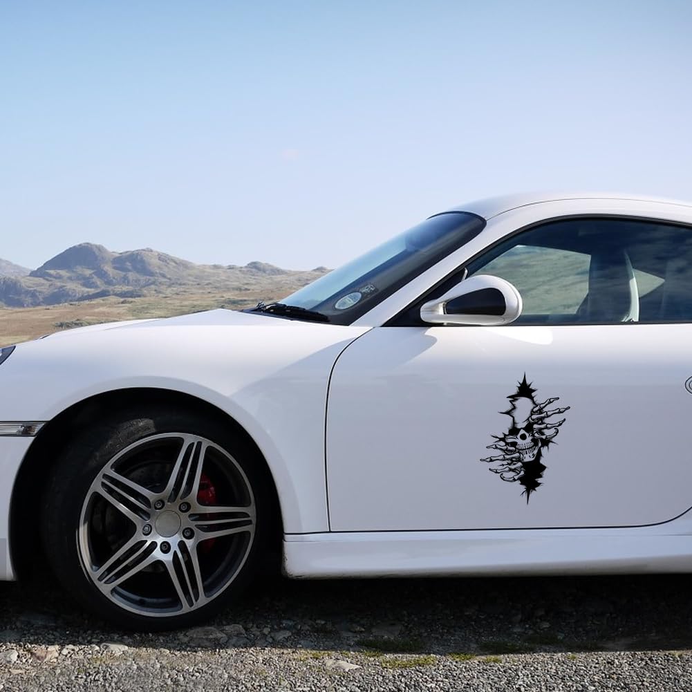 Adesivi 3D Teschio Crepa Per Auto - 2 Pezzi 21x14 Cm, Copri Graffi Per Porte E Moto - Foto 6