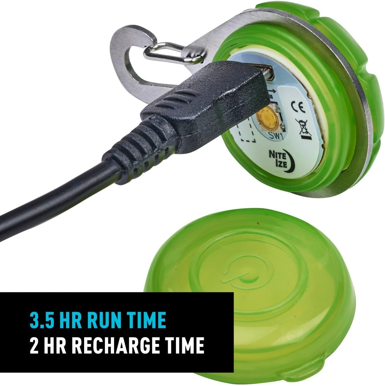 Nite Ize SpotLit Rechargeable Collar Light - 3.5-Hour Runtime - Harness & Dog Collar Light for Walking, Hiking & More - Weather-Resistant Construction for Busy Streets & Big Backyards - Green