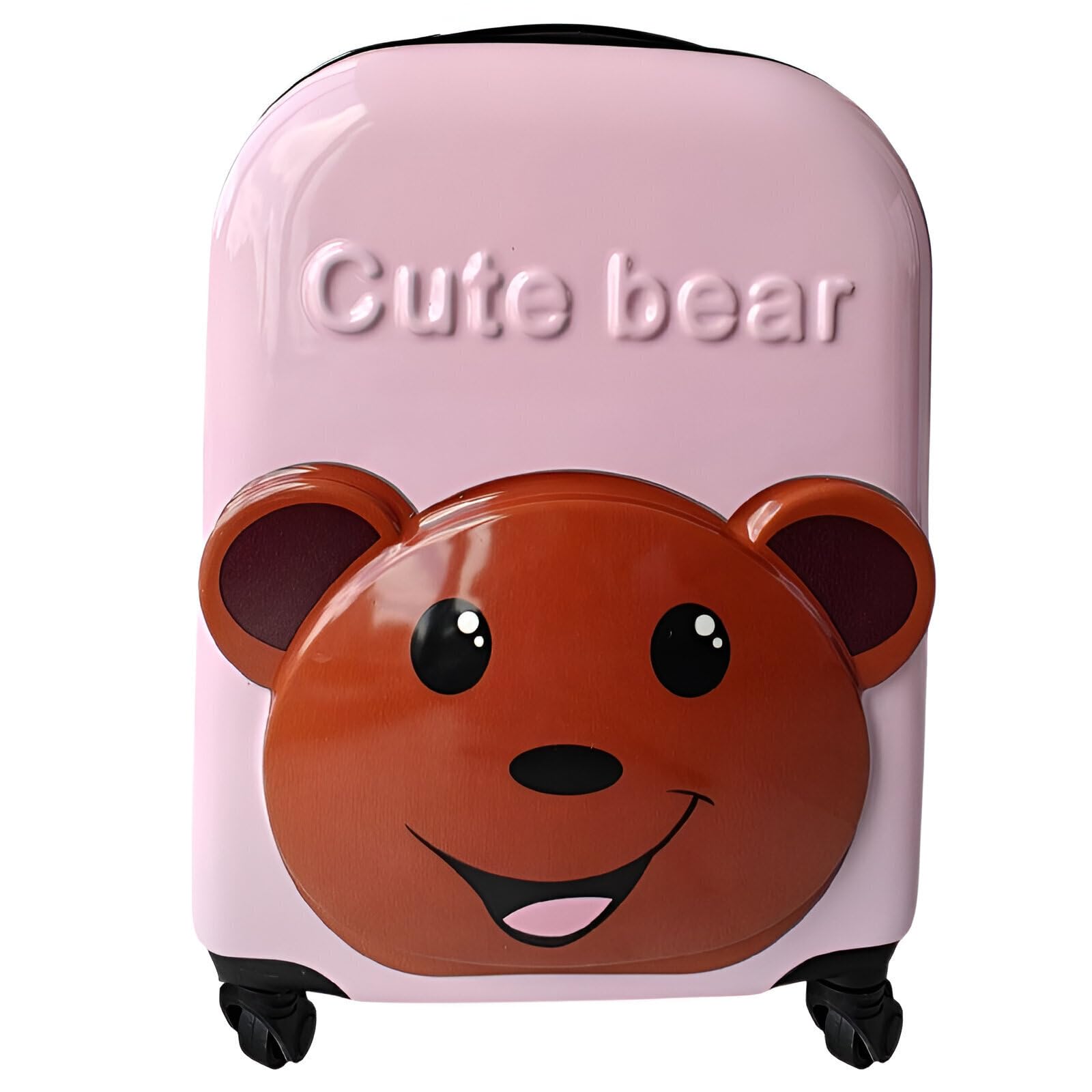 Kinder Trolley Koffer 3D Teddy Bär – Kindertrolley Hartschale ABS Polycarbonat 44x31x22 cm mit 4 Rollen & Teleskopgriff – Mädchen Handgepäck Koffer