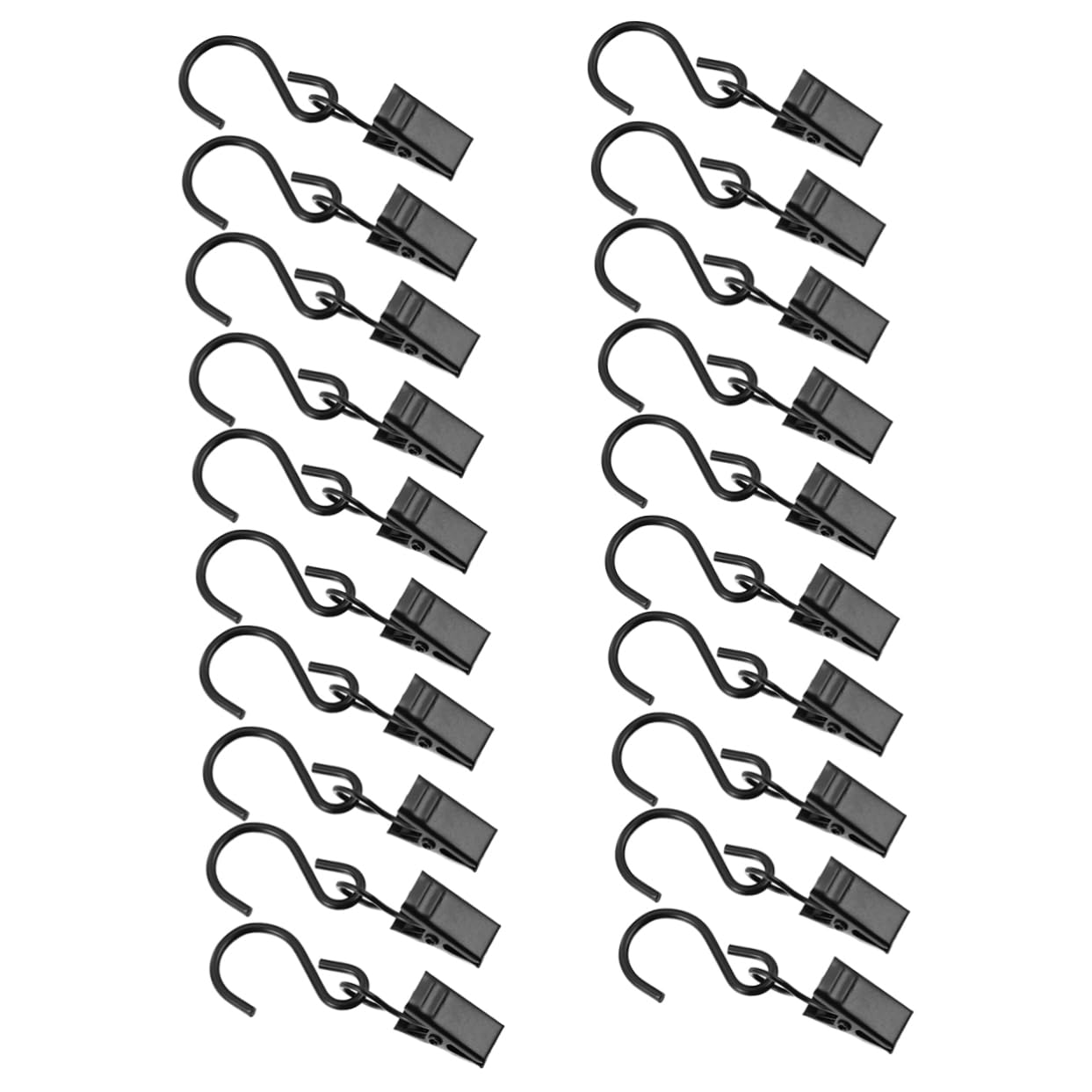 MUCKLILY 20Pcs Hook Clamps for Curtains Iron Clips for Photo Display Shower Curtains Easy to Install Black Clips for Home Bathroom Use