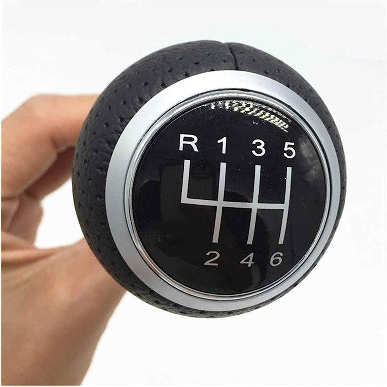 AUTOZOCO Pomo de 6 cambios marcha coche con perilla, Pomo cambio de marchas, Compatible con Audi A1 A3 A4 A5 B6 B7 B8 A6 S4 8K A5 8T Q2 Q3 Q5 8R S Line Passat Golf MK4 Seat Leon Ibiza 6J, Negro plata