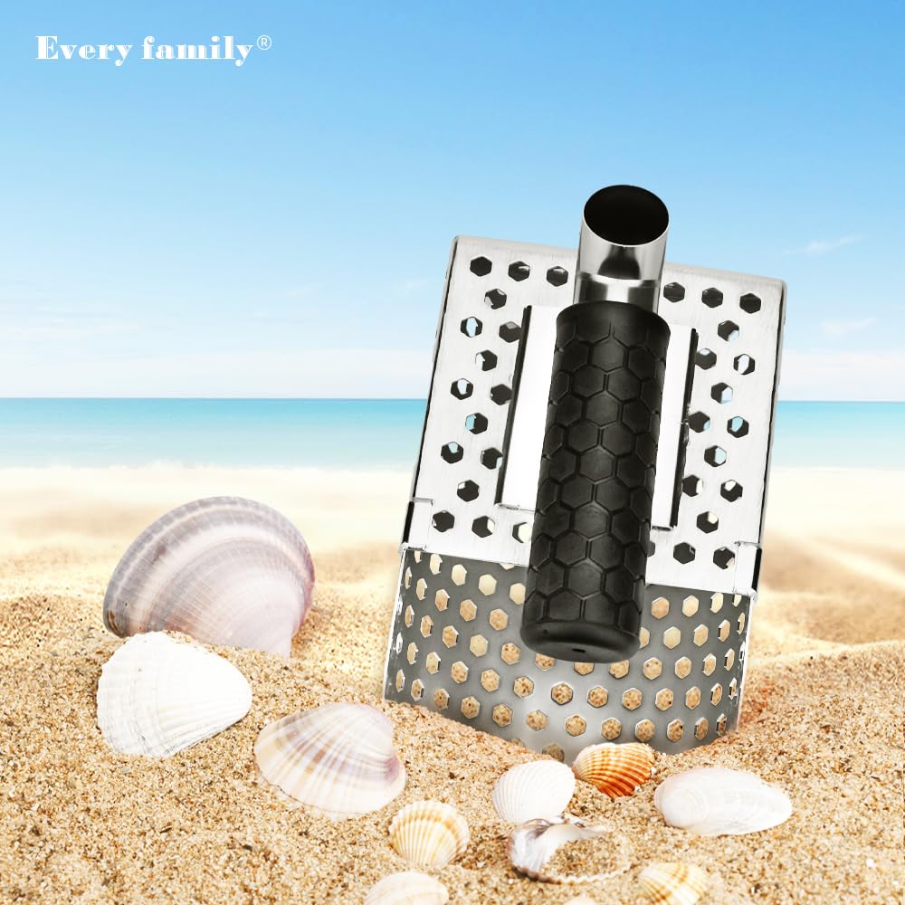 Herramienta de búsqueda de Oro de diseño de Playa con Agujero, Pala de Arena de Metal de 29 cm, Pala de Arena de Reloj de Arena - Pala del Tesoro de Acero Inoxidable con Mango