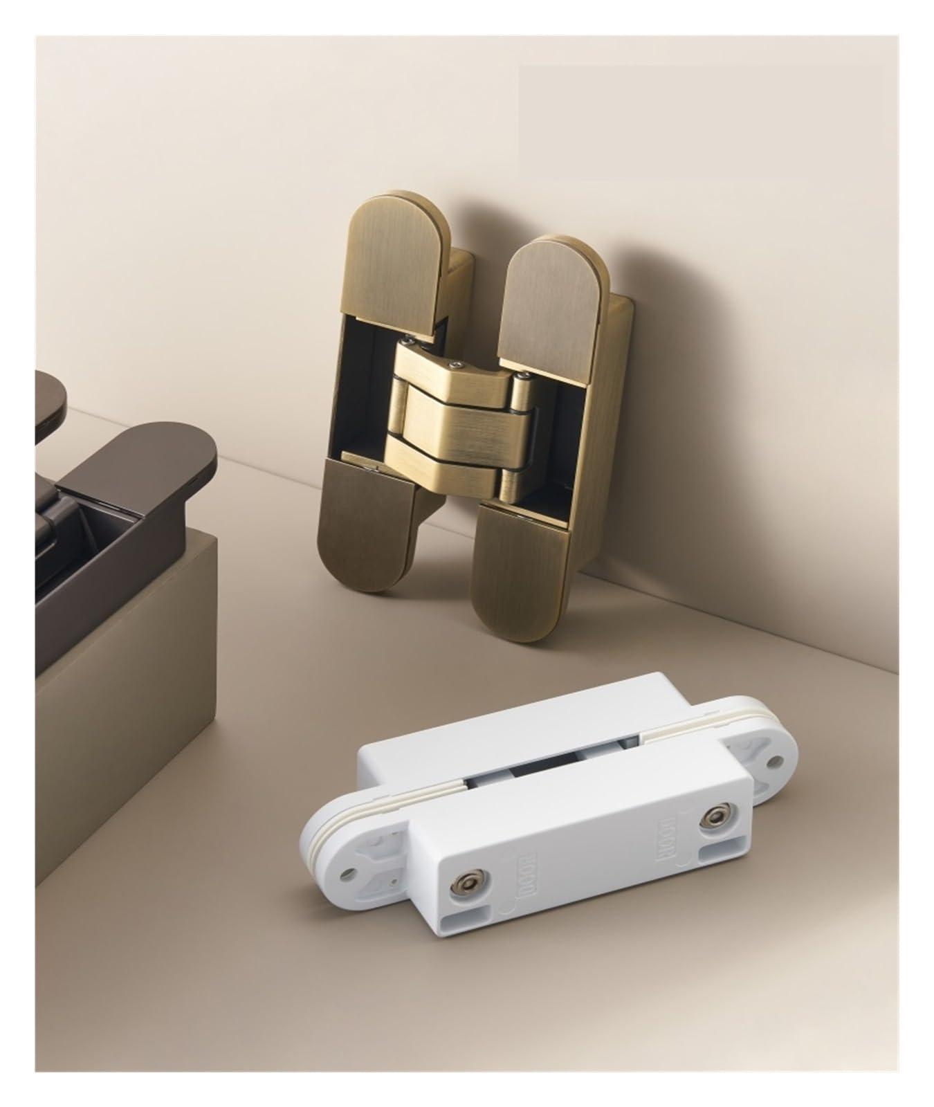 eufeifeiegds Zawiasy do drzwi Nurlin Invisible Door Hinges 3D Regulowane zawiasy ukryte Błyszczące złoto Czarny Jasny chrom Zawias czołowy ze stopu cynku Wytrzymały wefeiegds(H60-AB)