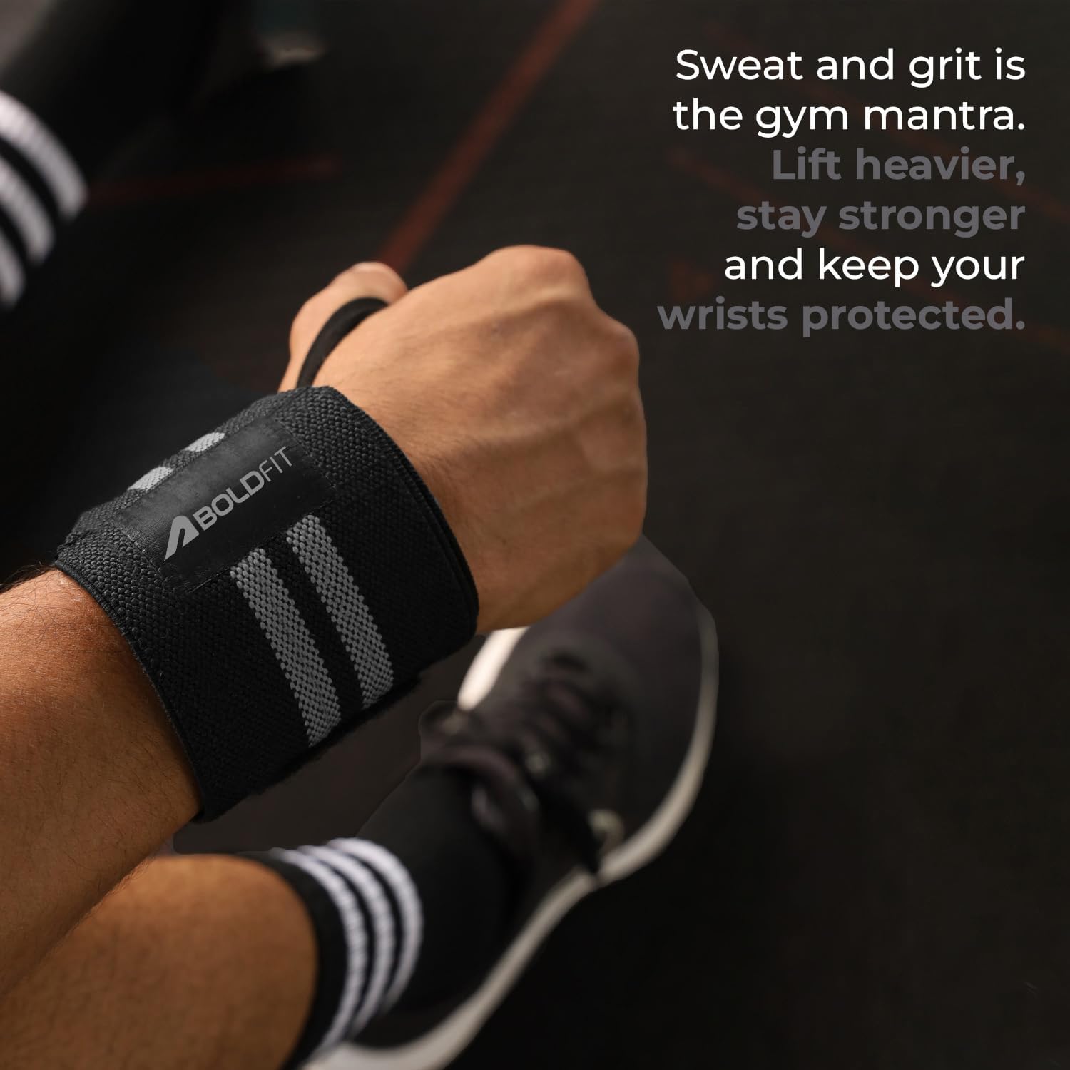 Boldfit BFWS2S002Grey Unisex Adult Wrist Band, Grey/Fleece Crew Neck, Regular
