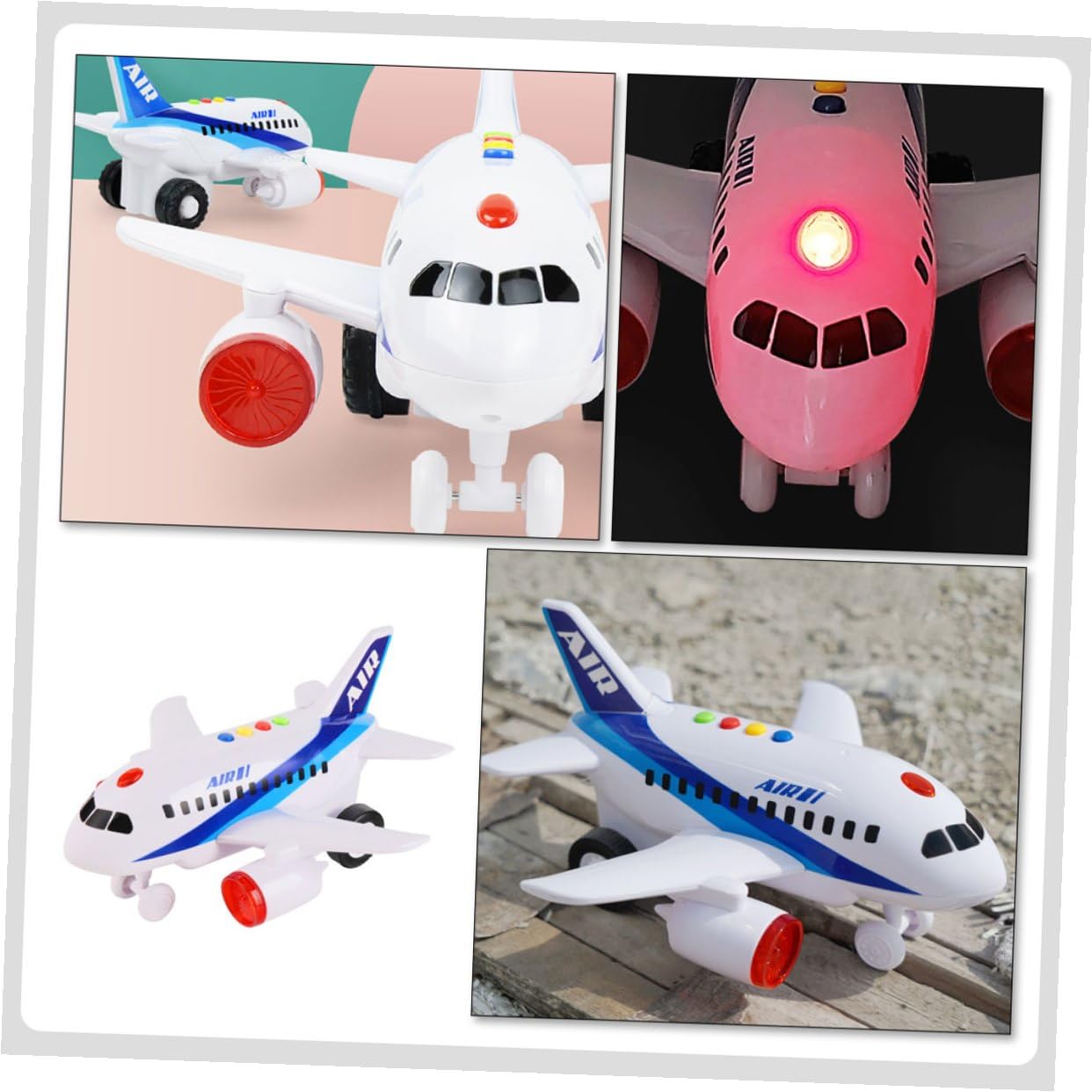 Avión de Juguete Inercial para Pequeños, Modelo Compacto y Ligero, Juguete Educativo Temprano Luces Brillantes, sin Batería, Adecuado para Bebés y Desarrollo Motriz