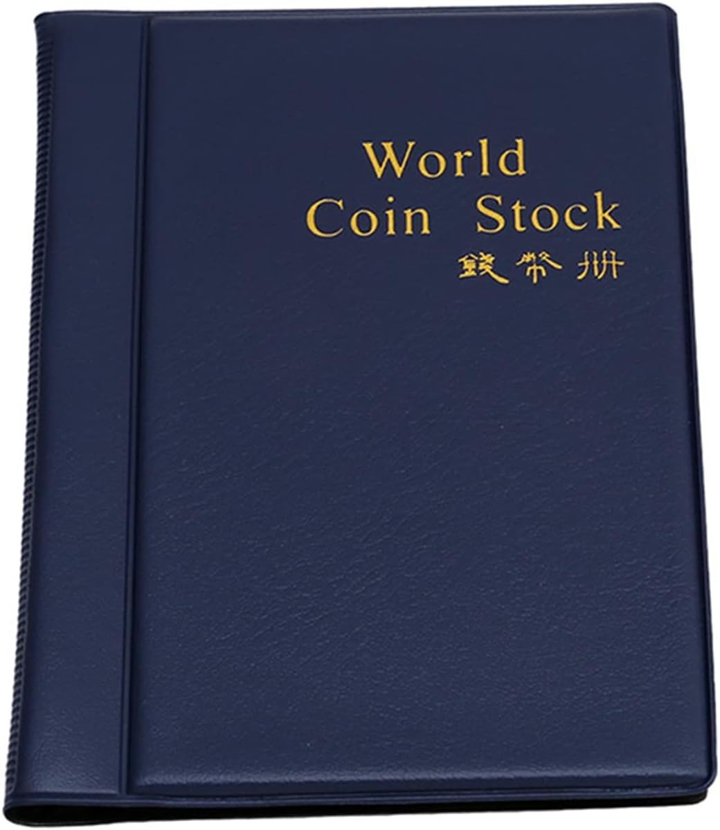 120 Pockets Coin Collection Book Holder Display Storage Case,Collecting Sleeves Organizer Supplies for Coins,Pennies,Quarters,Badges,Stamp,Blue