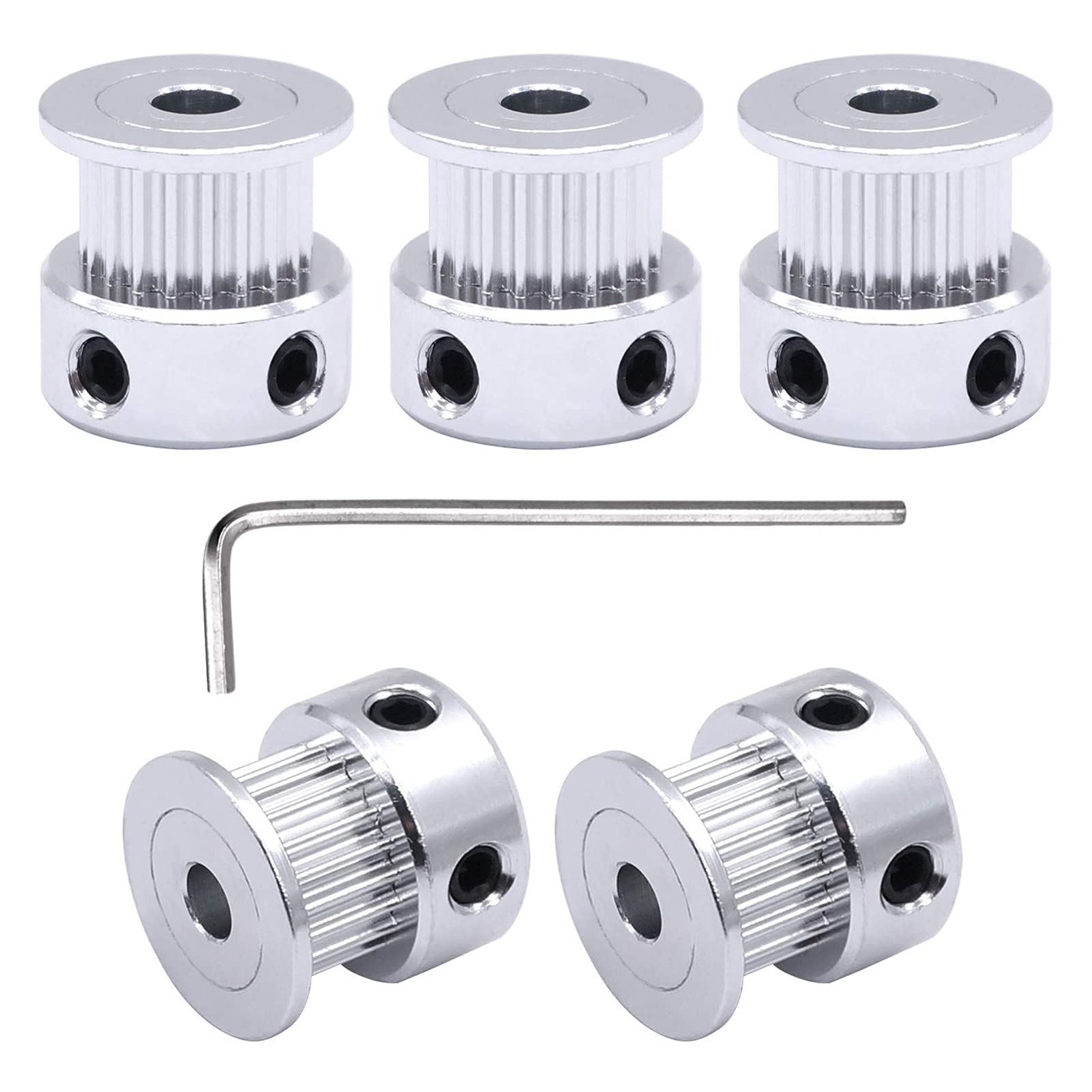 Poulie GT2 20 dents alésage 6,35mm en aluminium pour courroie de distribution imprimante 3D x5
