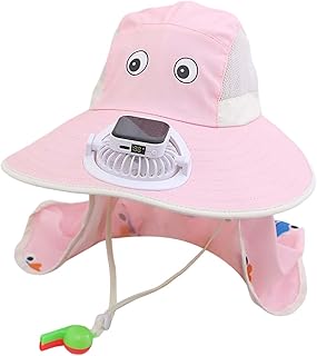 Gorros de invierno para niñas y niños, gorro de verano para excursiones en la playa con ventilador de carga USB integrado, ala ancha para exteriores, sombreros de jardín con UPF 50+ bufanda triangular