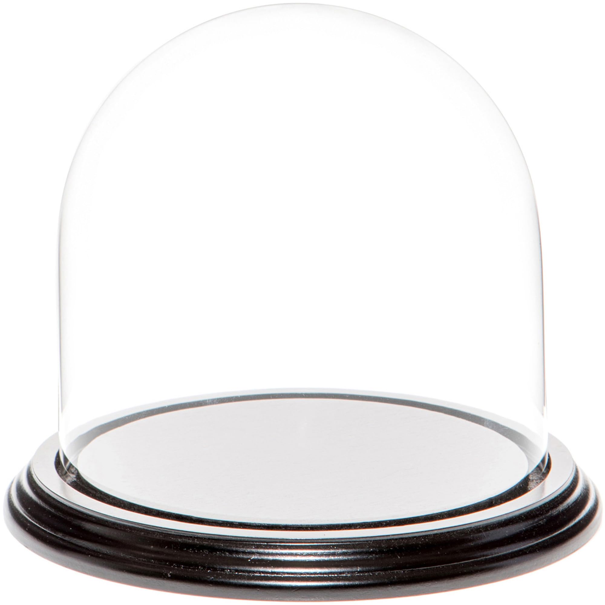 Cloche dôme en verre de 14 x 14 cm de haute clarté et socle noir premium