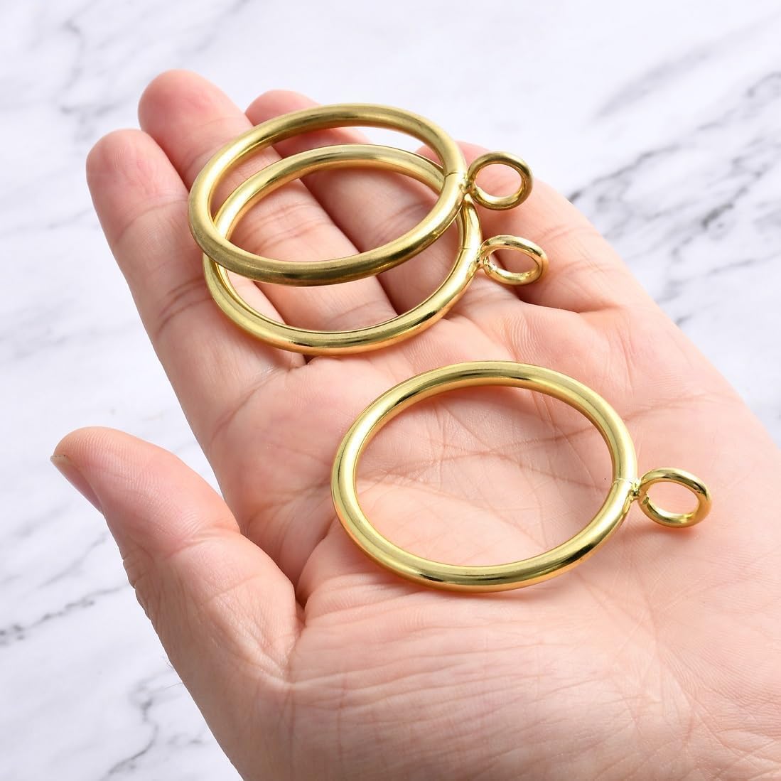 1.5-Inch Inner Diameter Metal Curtain Rings with Eyelets,Fits Up to 1 1/4-Inch Rod Wire Diameter 4.5mm (Gold-36pcs)