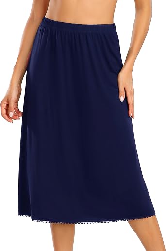 Vlazom Half Slips for Women Under Dress Long Half Slip Under Skirt with Lace Trim Size S-XXL