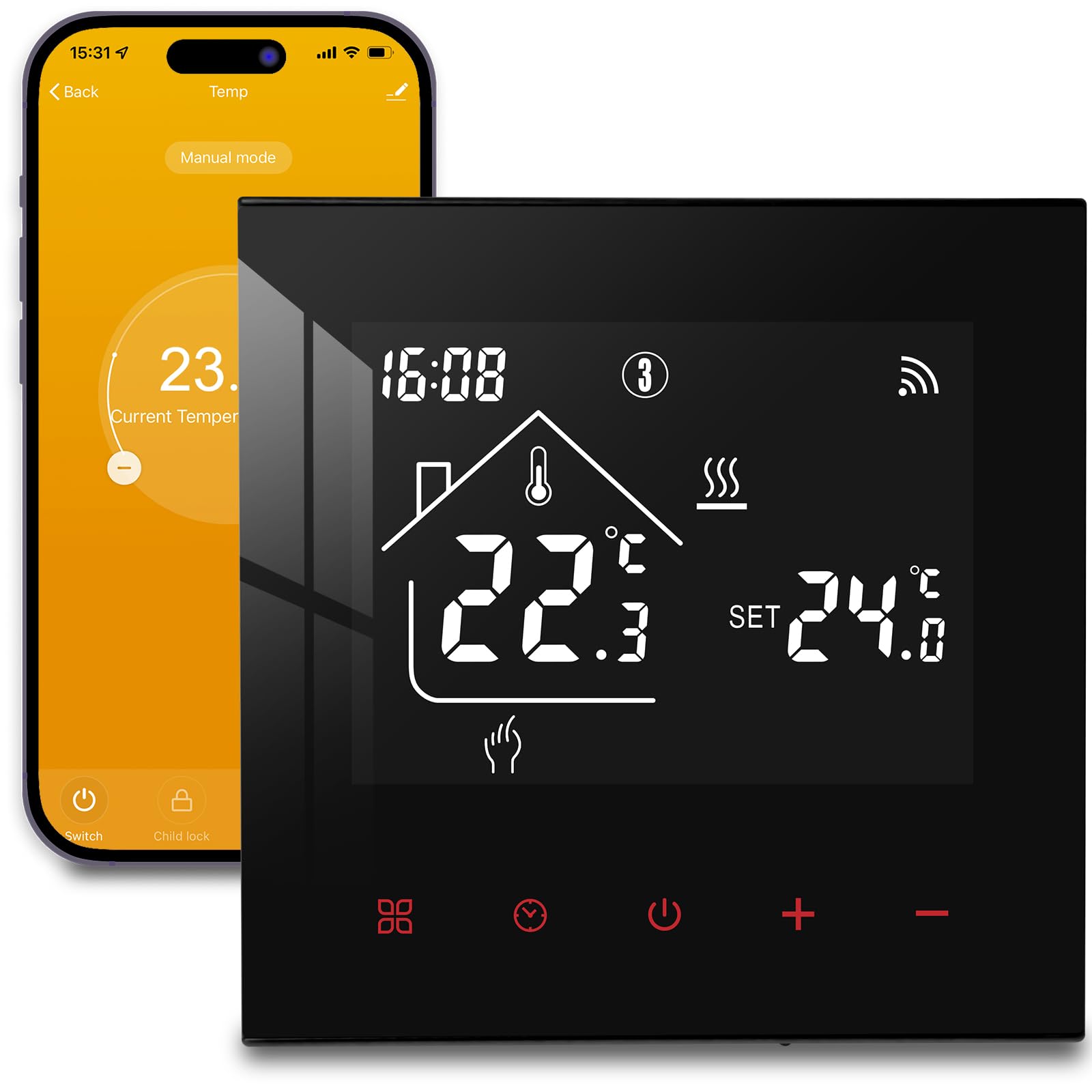 KUWUNG Smart Thermostat Für Fußbodenheizung - WiFi, Sprachsteuerung