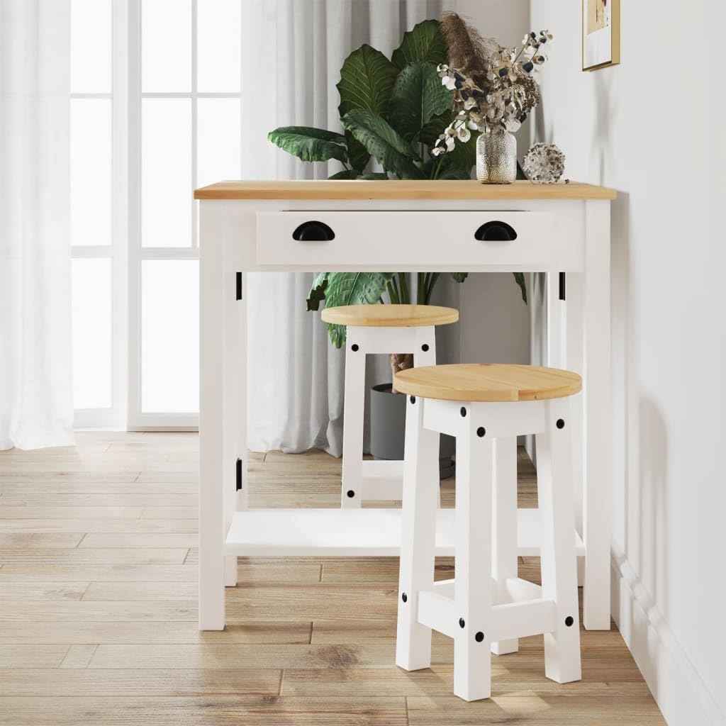 Juego de 2 taburetes de bar de madera maciza de pino con acabado en cera de miel, 30 x 50,5 cm, 110 kg, diseño minimalista para cocina, comedor, salón, ahorro de espacio