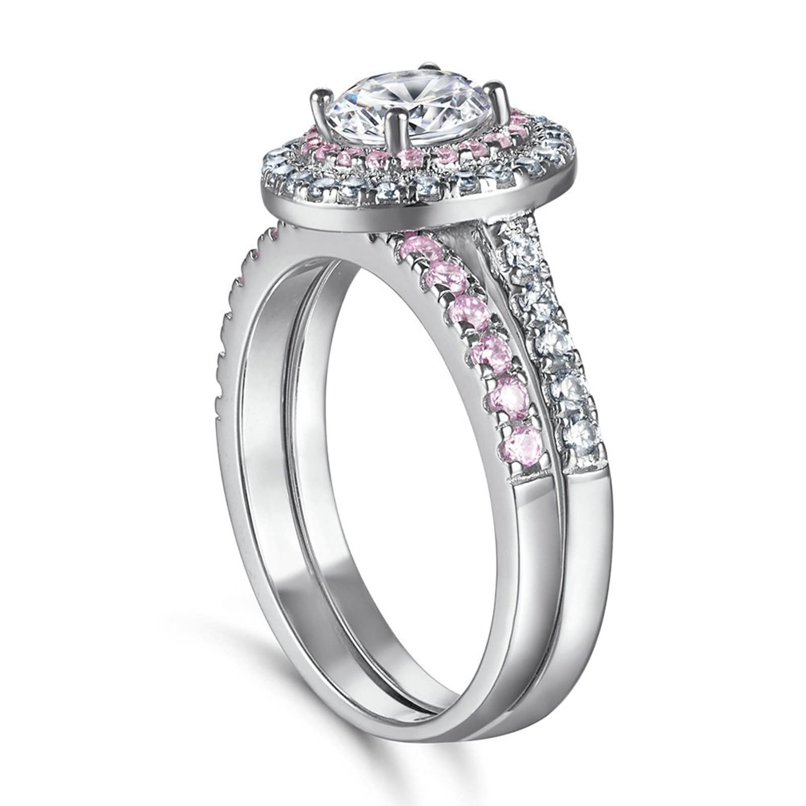 Anelli da donna in argento, regalo economico, set di due anelli in argento Sterling, per San Valentino