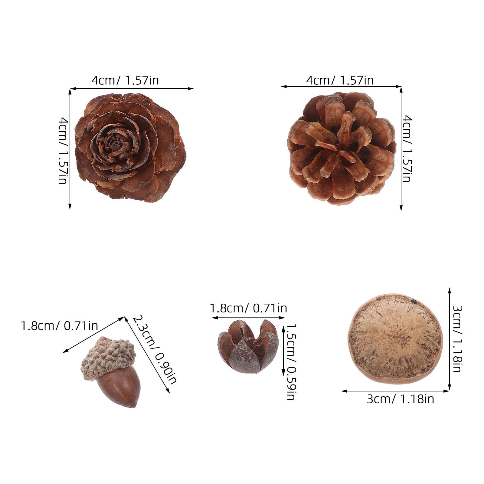 FRCOLOR 5 Set Mini Pigne Decorative in Legno per Natale e Inverno, Rustiche