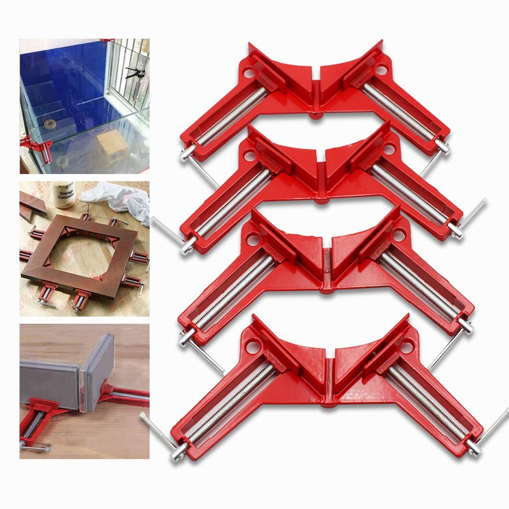 4pcs 90 Degrees Right Angle Clamp 4in Retaining Corner Clips for Woodworking Holder,Multifunction Aluminum Alloy Welding Tools