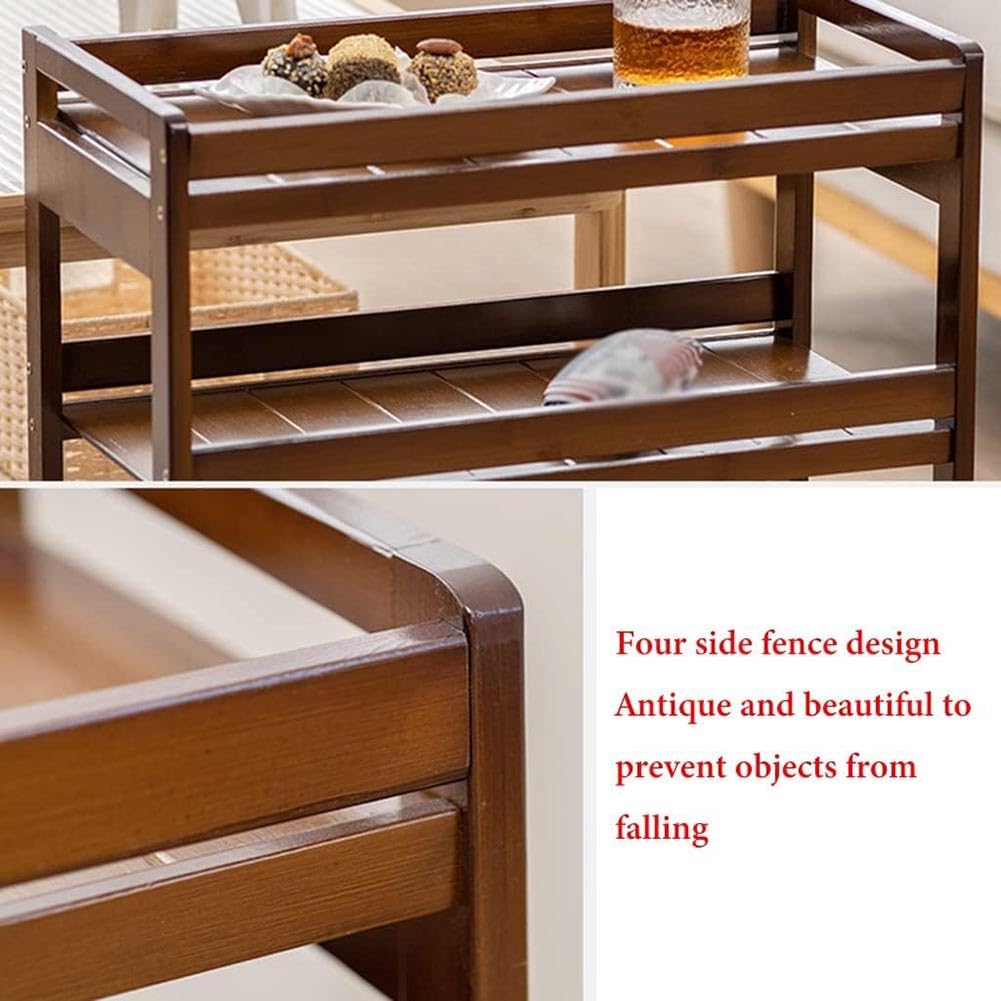 Carrito rodante de madera de 3 niveles para cocina, oficina y hogar, con ruedas, versátil aula y dormitorio