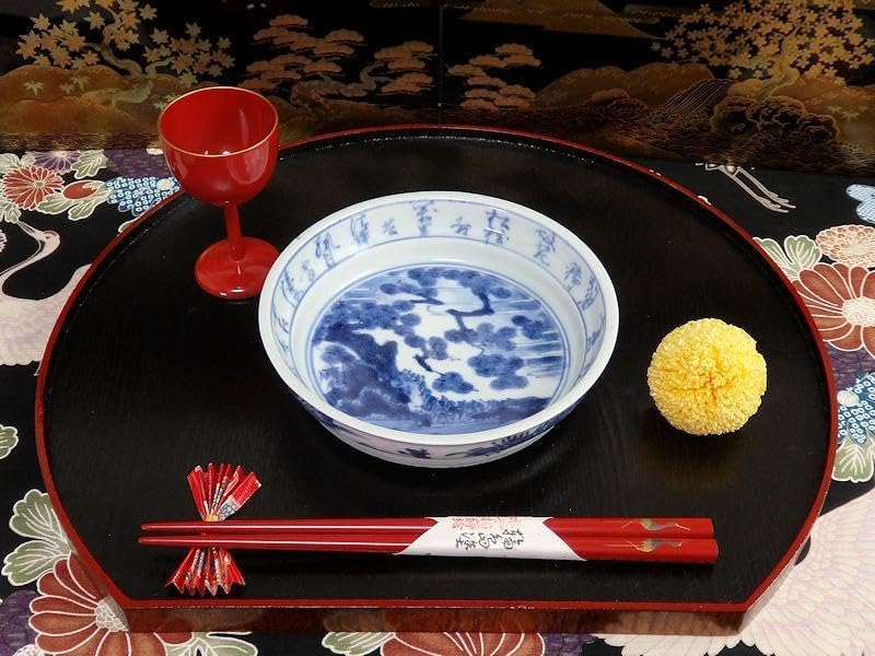 古伊万里 富貴長春 青磁 染付 風景図 焼物皿 5枚 [B27960] 高さ