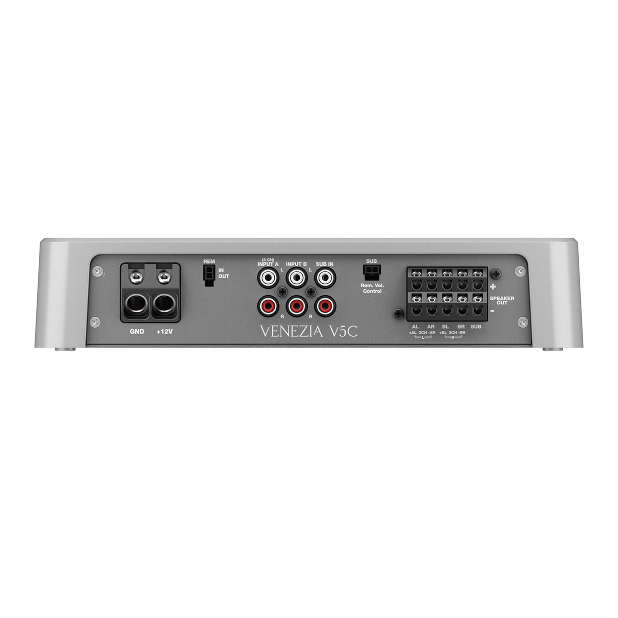 Hertz VENEZIA V5C – Amplificatore marino compatto 5 canali Class D, 80 W×4 + 330 W sub @4 Ω, 1010 W totali, Hi‑Res, IPX2, Safe‑Lock