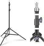 NEEWER 71"/180cm Portable Light Stand, Adjustable Metal Camera Reverse Folding Tripod with Flip Locks for LED Ring Light Reflector Live Streaming Vlog Video Recording, ST180R