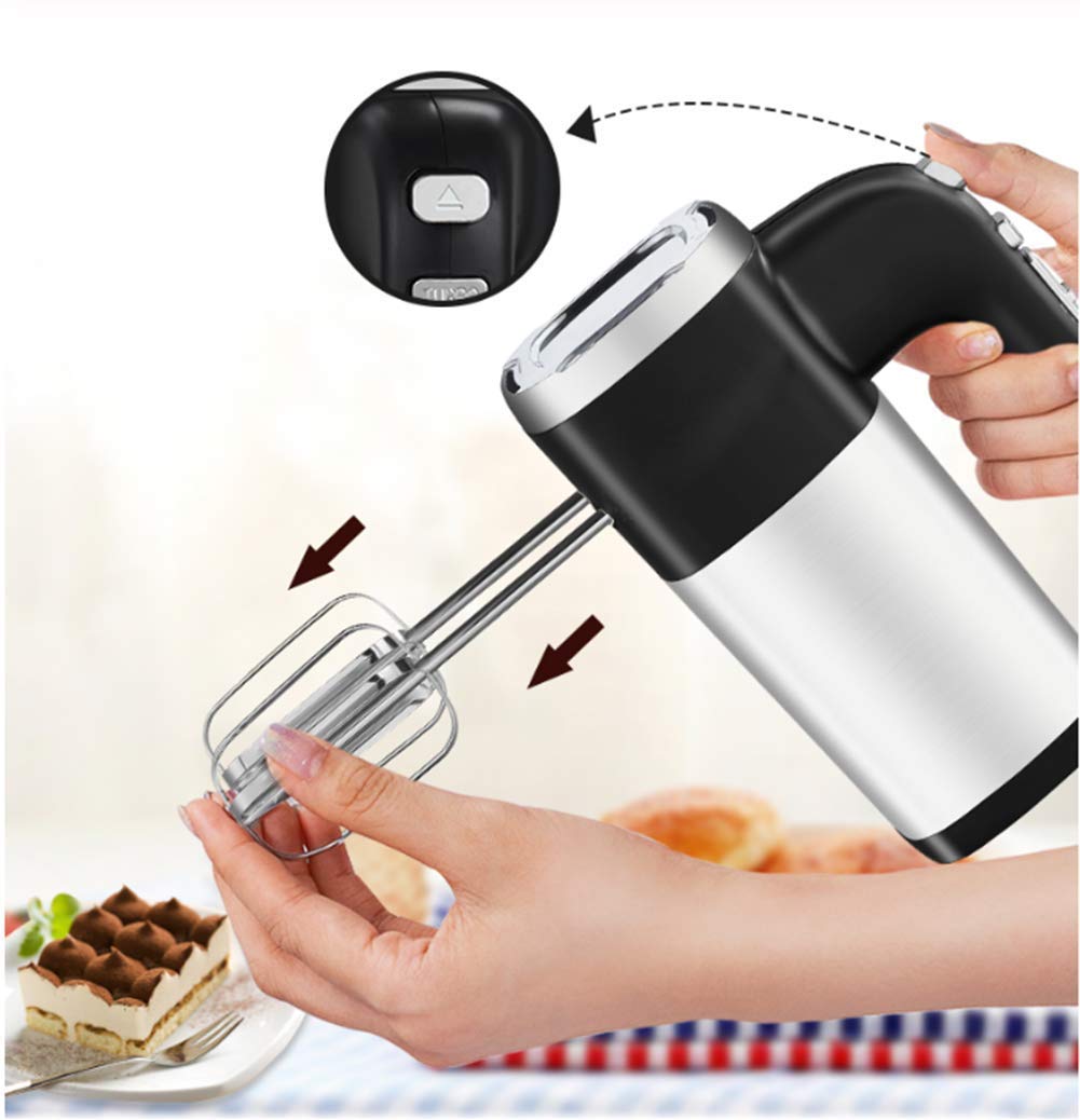 Impastatrice elettrica a 5 velocità, con frullatore da Cucina Portatile Turbo in Acciaio Inossidabile da 500 W, Include fruste per Uova e Ganci per impastare, per Panna da Cucina,