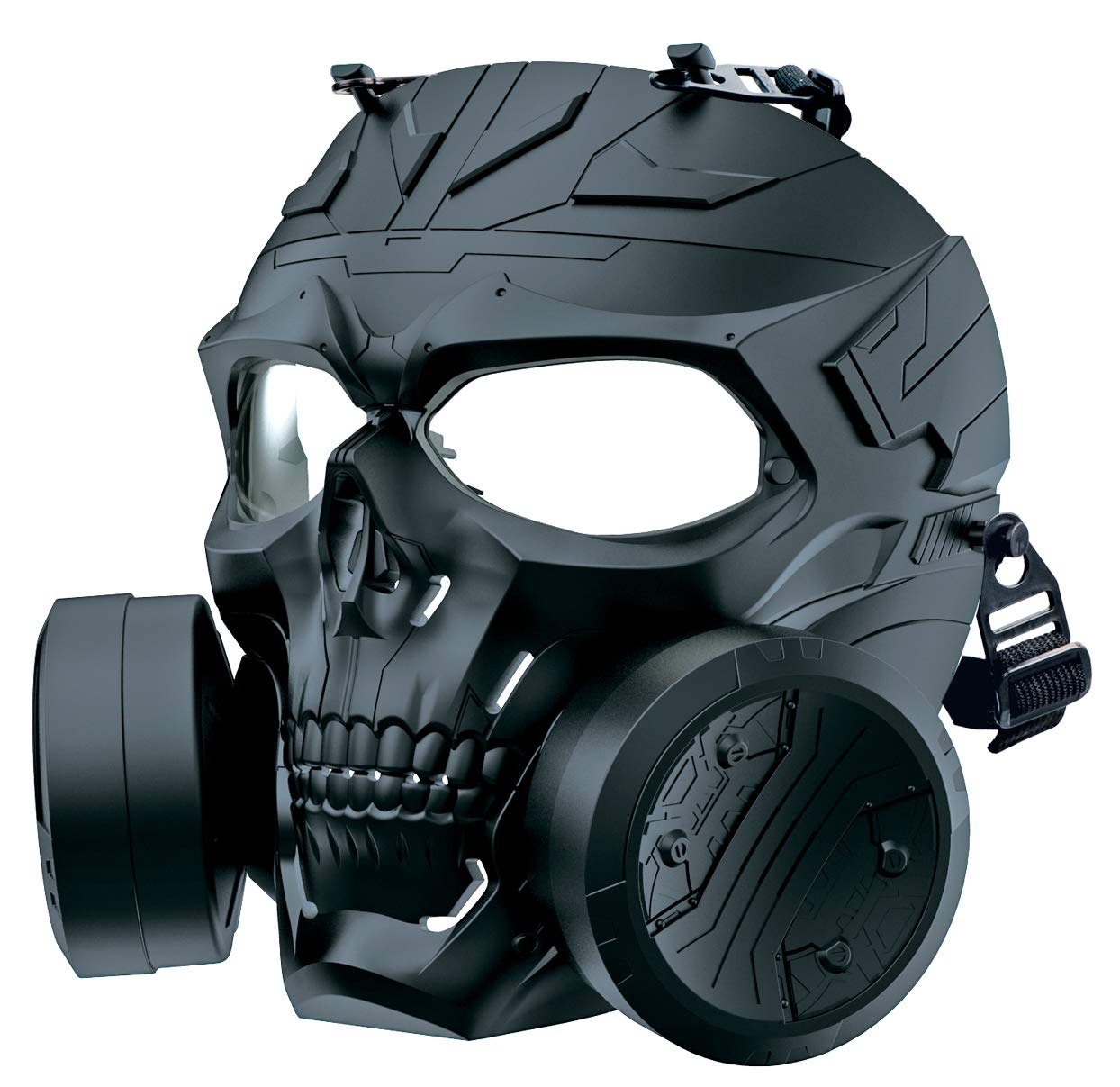 M10 Airsoft Protective Gas Mask Tactical, Full Face Protection Toxic Safety Double Exhaust Fan Dummy Game Mask Adjustable Strap for BB Gun Cosplay Halloween Masquerade Movie Shooting Costume Props