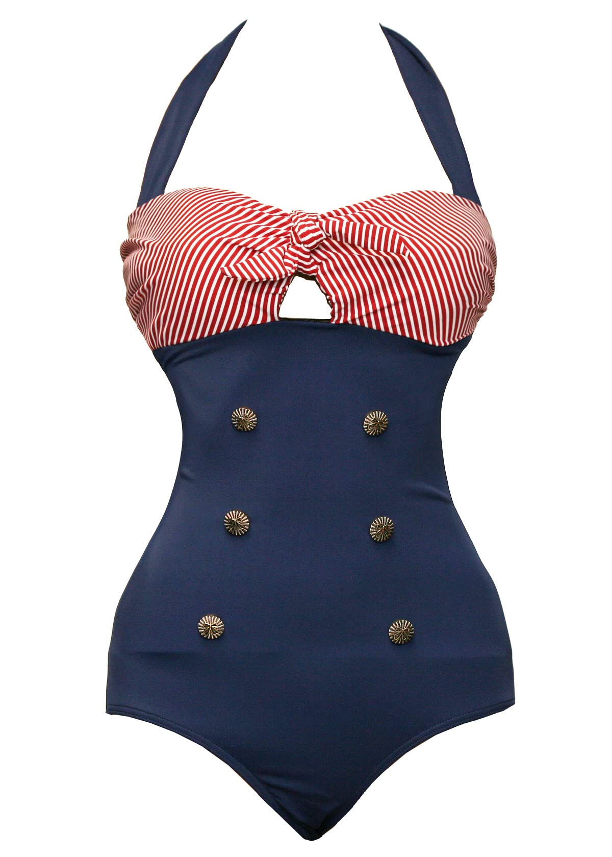 bslingerieWomen 1950S Retro Vintage Push Up Monokini One Piece Swimsuit