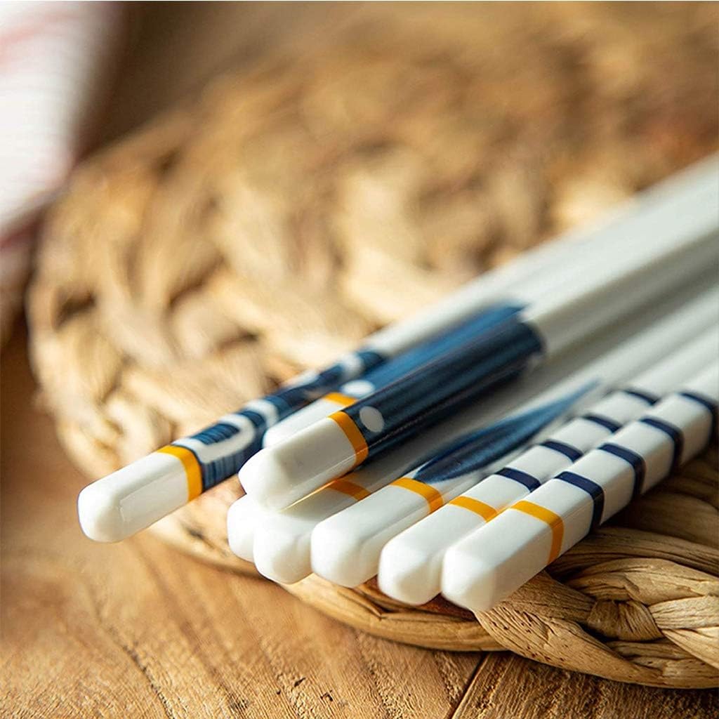 Baguettes lavables au Lave-Vaisselle, Lot de 5 Paires de Baguettes réutilisables en céramique, Coffret Cadeau de Baguettes en Porcelaine Japonaise(3)