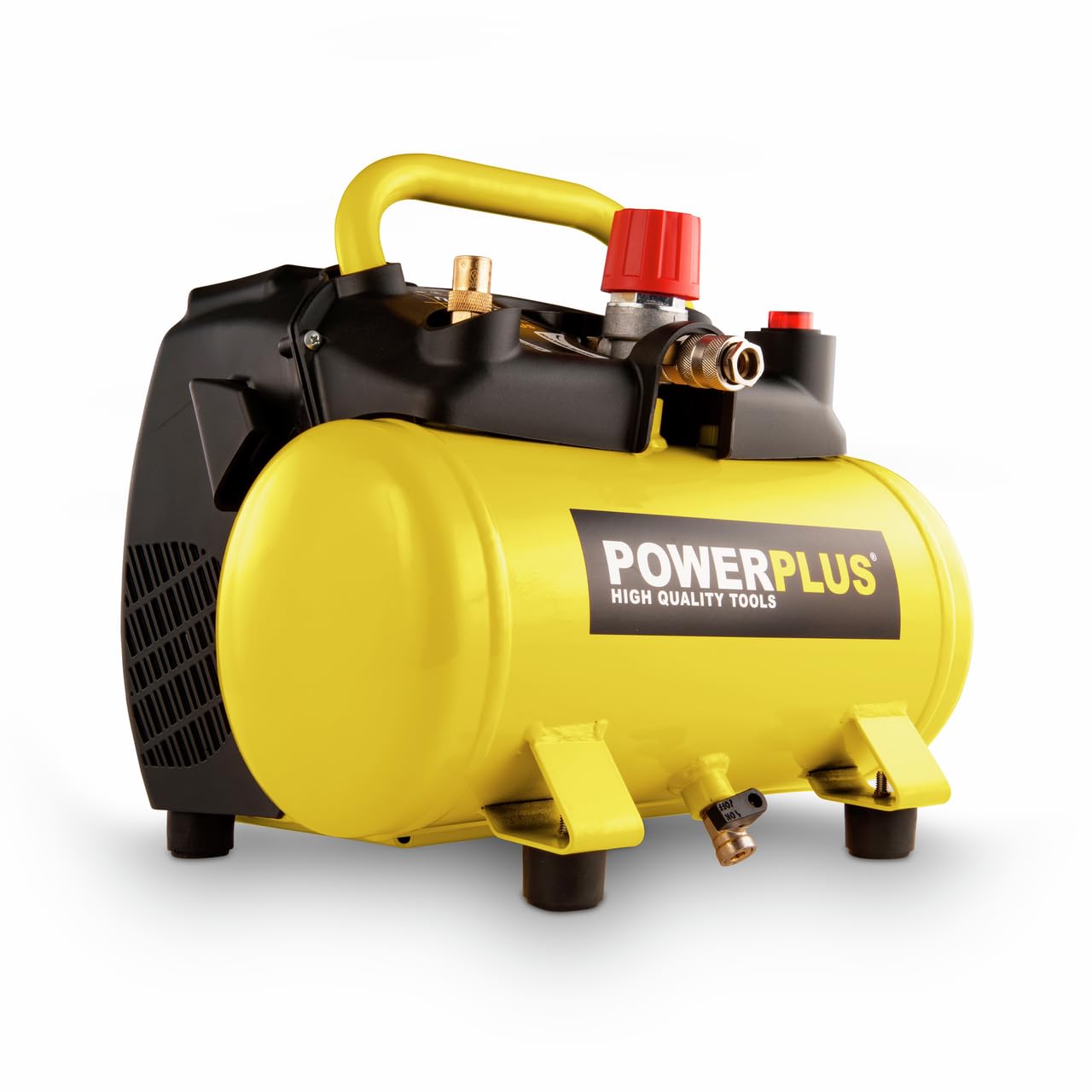 Powerplus Kompressor POWX1721 Luftdruckkompressor ölfrei mit 6l Tank - Luftkompressor mit Druckluft als Luftpumpe für Fahrrad - Kompressor mit 1100 W und 8 bar