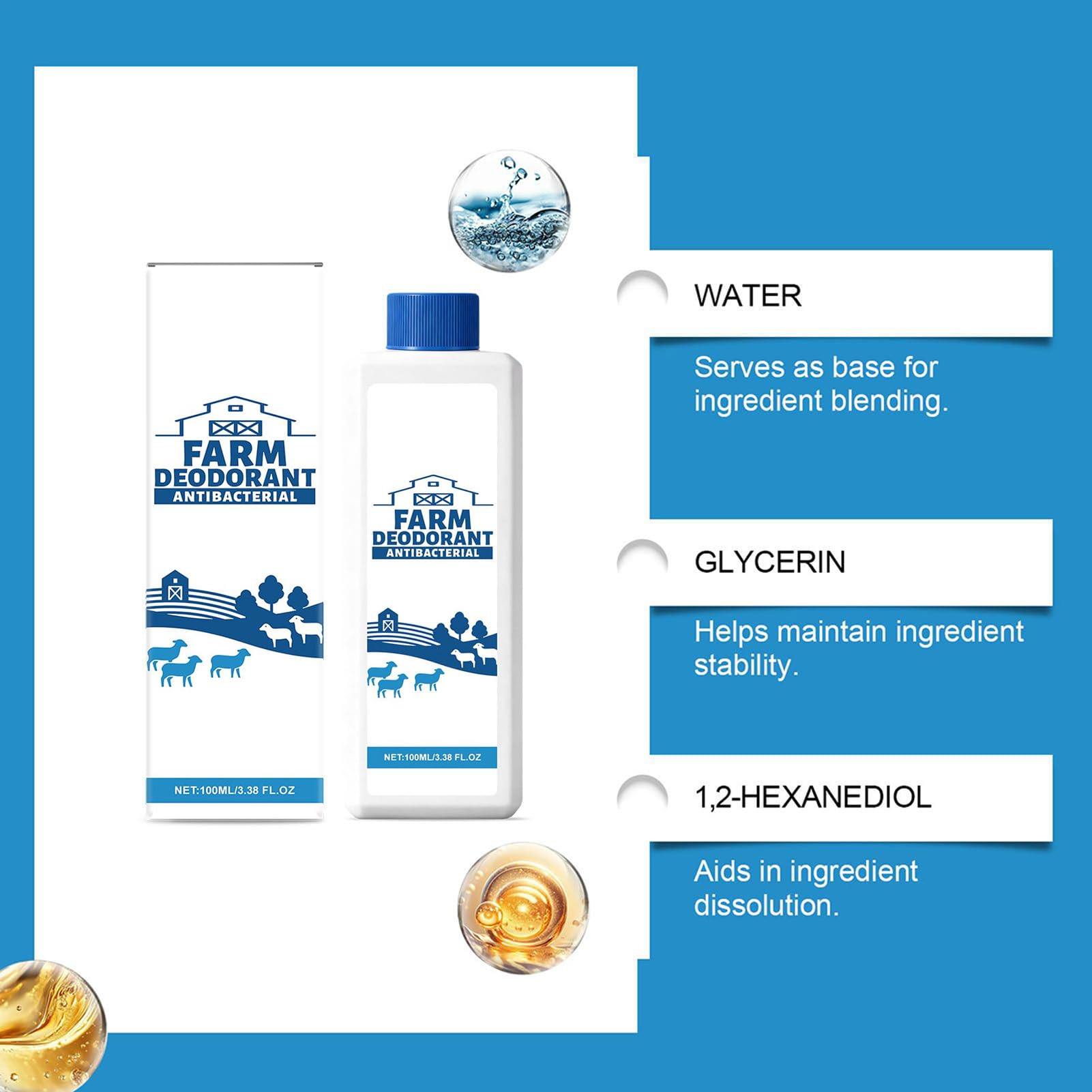 Éliminateur d'odeurs pour poulailler - Solution agricole - 100 ml - Spray éliminateur d'odeurs pour bétail - Pour greniers à oiseaux, cailles, poulaillers - Abri de canard - Clapier à lapin