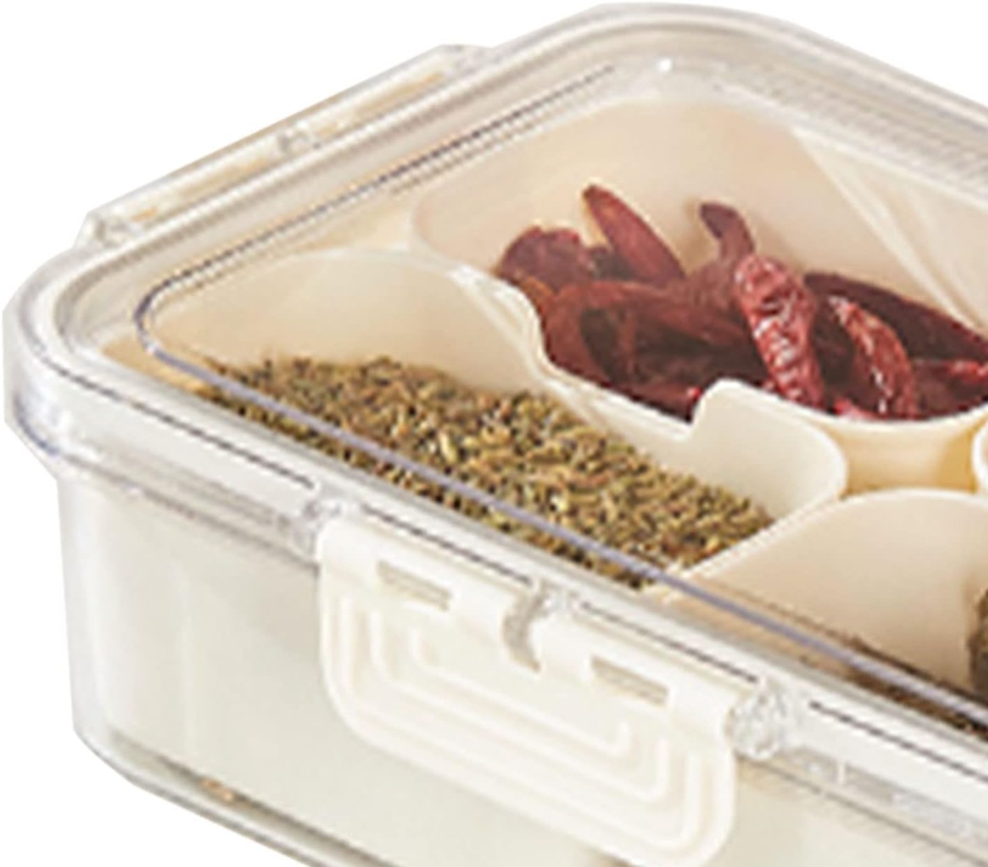 Refrigerator Organizer Bins with Lids, Food Grade Stackable Storage, Multi Grids Clear Fridge Food Divider Box,Small Refrigerator Organizer Bins for Dumpling Vegetable Fruit Snack(Small 4 Grids)