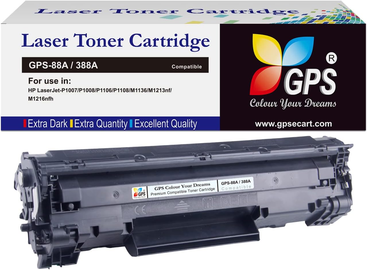 GPS Colour Your Dreams 88A Toner Cartridge for HP LaserJet P1007, P1008, P1106, P1108, M1213nf, M1136MFP, M126nw MFP, M1218nfs, M128fw MFP, M128fn MFP, M226dw, M226dn Printer (88A - 1pcs)