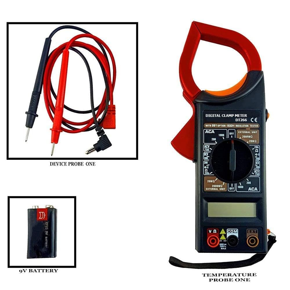 Generic DT266 AC/DC LCD Digital Clamp Multimeter Electronic Clip-On Pincerlike Testing Meter In Red And Black — Amazon image 4