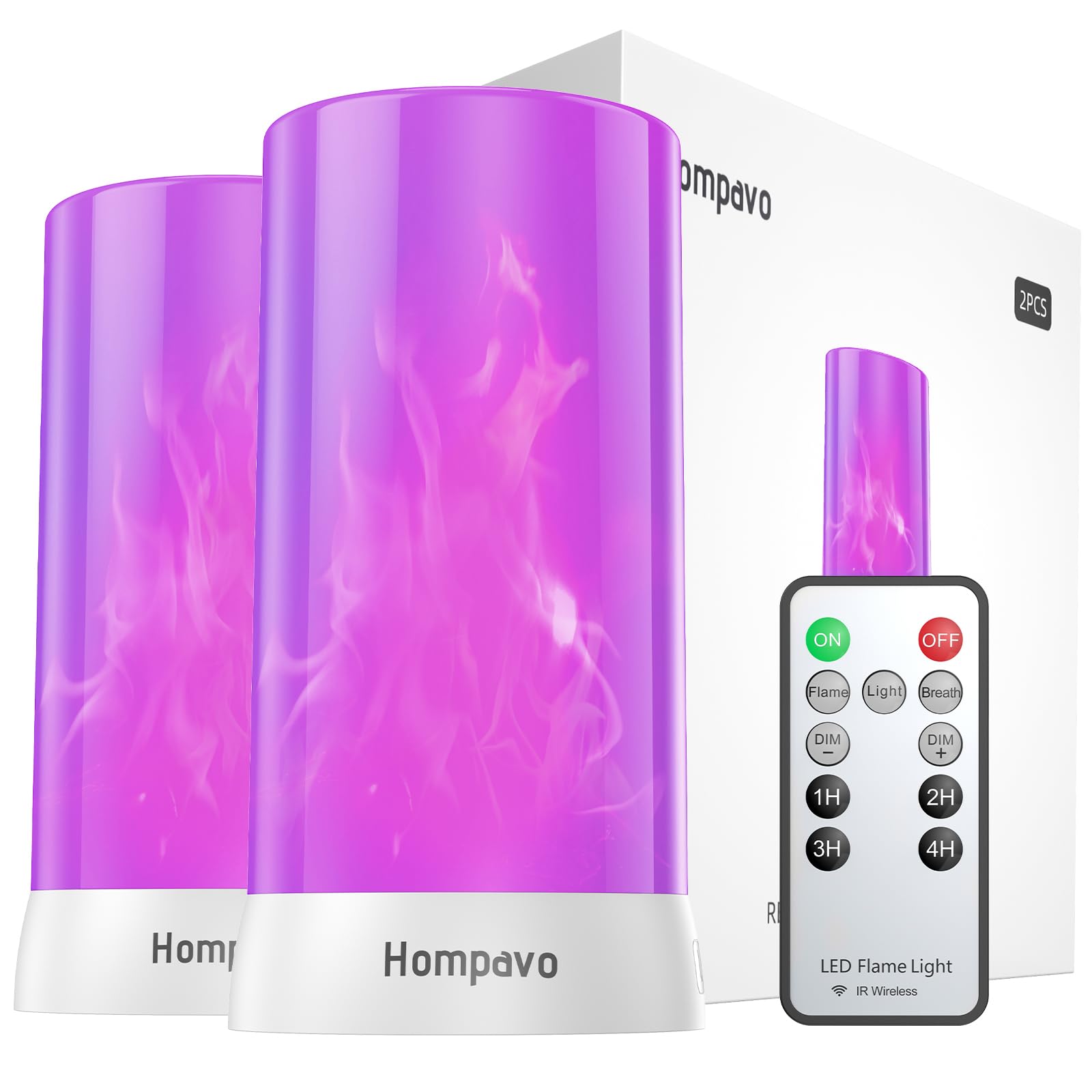 Hompavo 【Upgraded】 LED Flame Lights with Remote & Timer, Waterproof 4-Mode Rechargeable Battery Operated Flameless Candles, Pillar Flickering Lanterns for Room Patio Wedding Halloween Home Decor