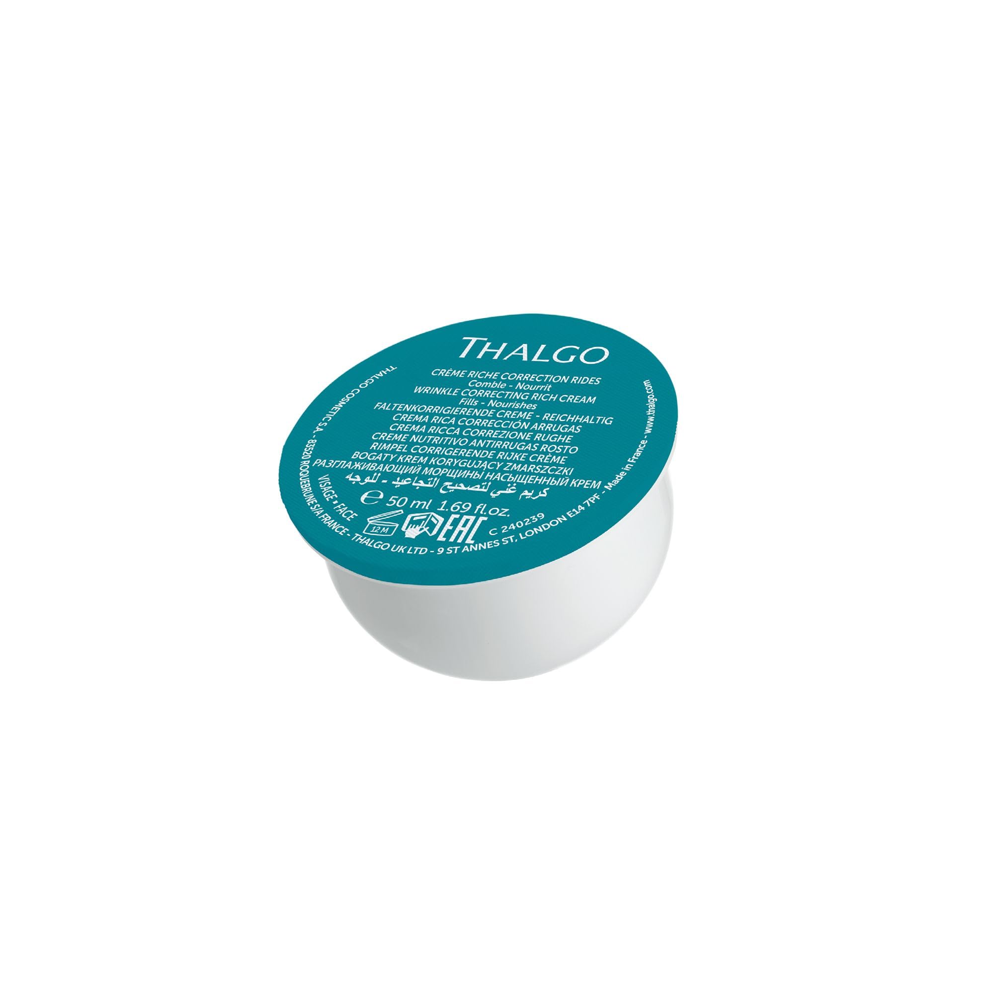 THALGO Hyalu-Procollagène Anti-Aging Creme 50 ml (Refill) – Faltenkorrigierende Gesichtscreme mit Hyaluron & Kollagen – Reichhaltige Tagespflege für Spannkraft – Pflanzliche Retinol Alternative