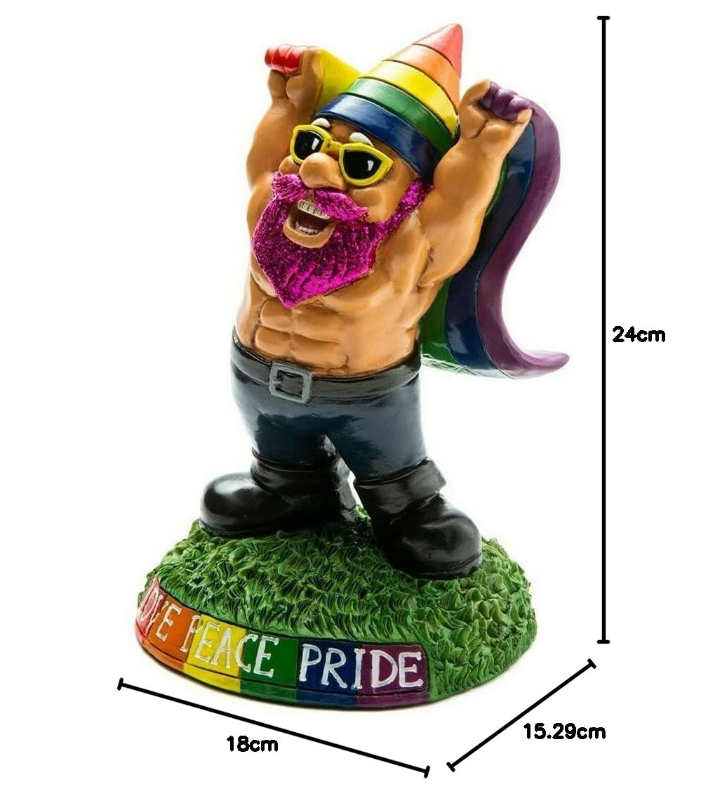 BigMouth Inc. Pride Gartenzwerg 22,9 cm – Lustige Gartenzwerge – wetterfester Rasenzwerg, Hofzwerg, Veranda-Zwerg – Neuheit Zwerg Statue für Gartenzwerg Dekor – Lustiges Gag Geschenk, süßes