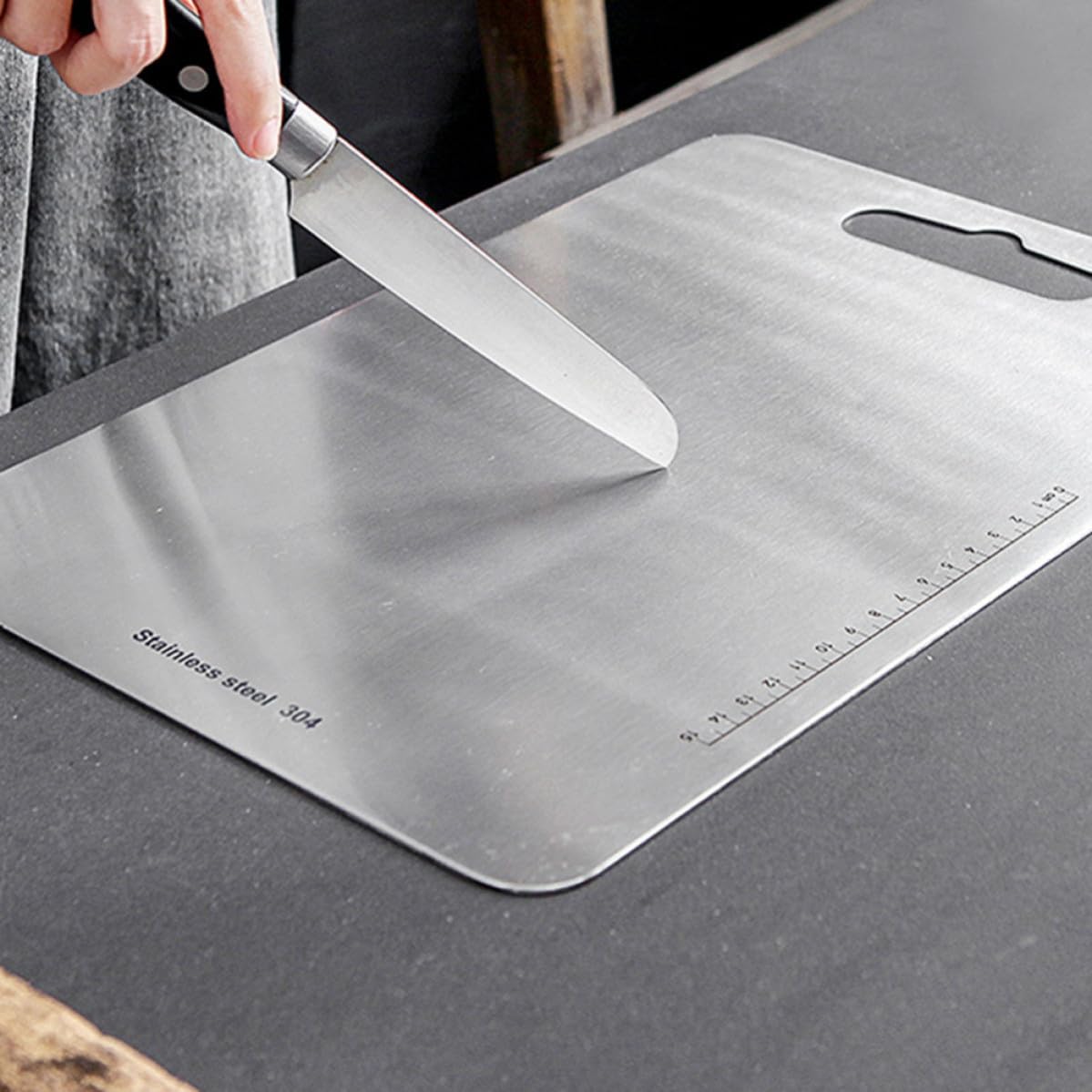 Tagliere da Cucina in Acciaio Inox Rettangolare Reversibile