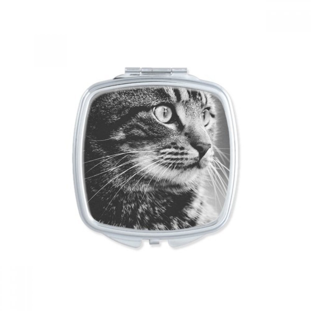 Miroir de poche carré chat blanc noir mignon pour maquillage