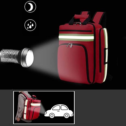 Miniatura 7 de Bolsa médica de primeros auxilios vacía para tratamiento de emergencia, bolsa grande para trauma, impermeable, multibolsillo, para senderismo,