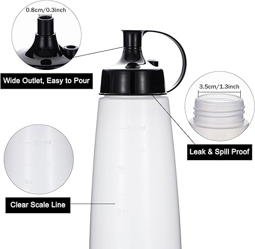 Miniatura 2 de Uceoo Botellas exprimibles de boca ancha, paquete de 2 botellas de condimentos con tapas de tapa y embudo para salsas gruesas, resina, manualidades,