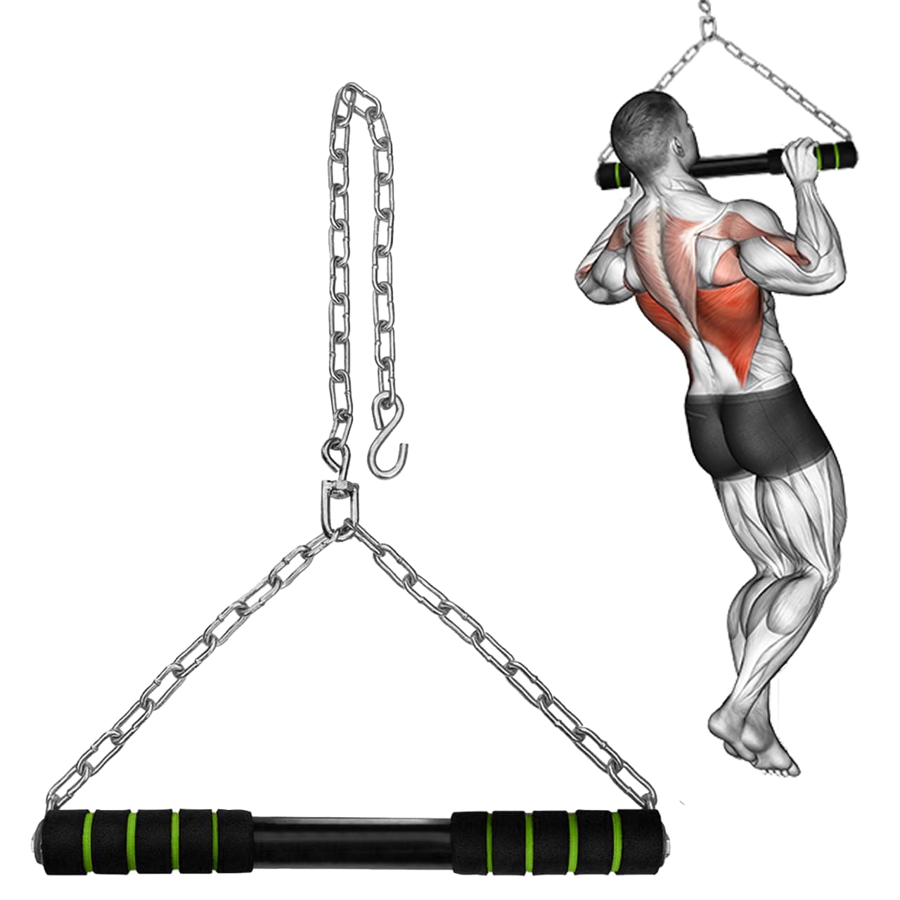 ZENITRAIN Chin Up Bar 120 Kgs Capacity| Monkey Bar| In Room Kids Hanging Rod| Height Growth| Heavy Duty Chain| Home Gym Equipment, Anti Skid Grip Chin up bar for Home Workout-picture-18