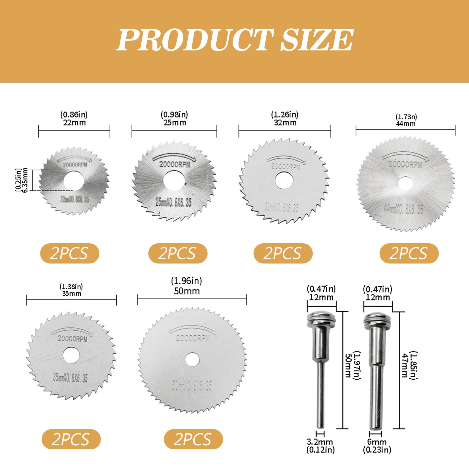 12 Pcs Drill Saw Blades for Dremel Rotary Tool Rotary Tool Cutting Discs for Stone and Glass Cutting High-Speed Steel Saw Blades with Mandrel for Use with Dremel Rotary Tools with 3.2mm 6mm Rod - Image 2