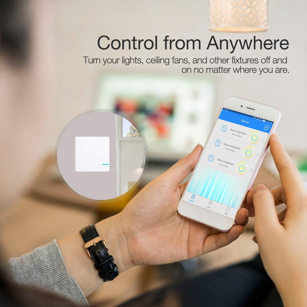 3Stück drahtloser WiFi-Schalter-Empfänger-Kit für Lichter Lampen mit Fernbedienung Drahtlos Empfänger Keine Verkabelung Batterie erforderlich, Arbeit mit Alexa,Echo,Google Home,Tuya,Smart Life App