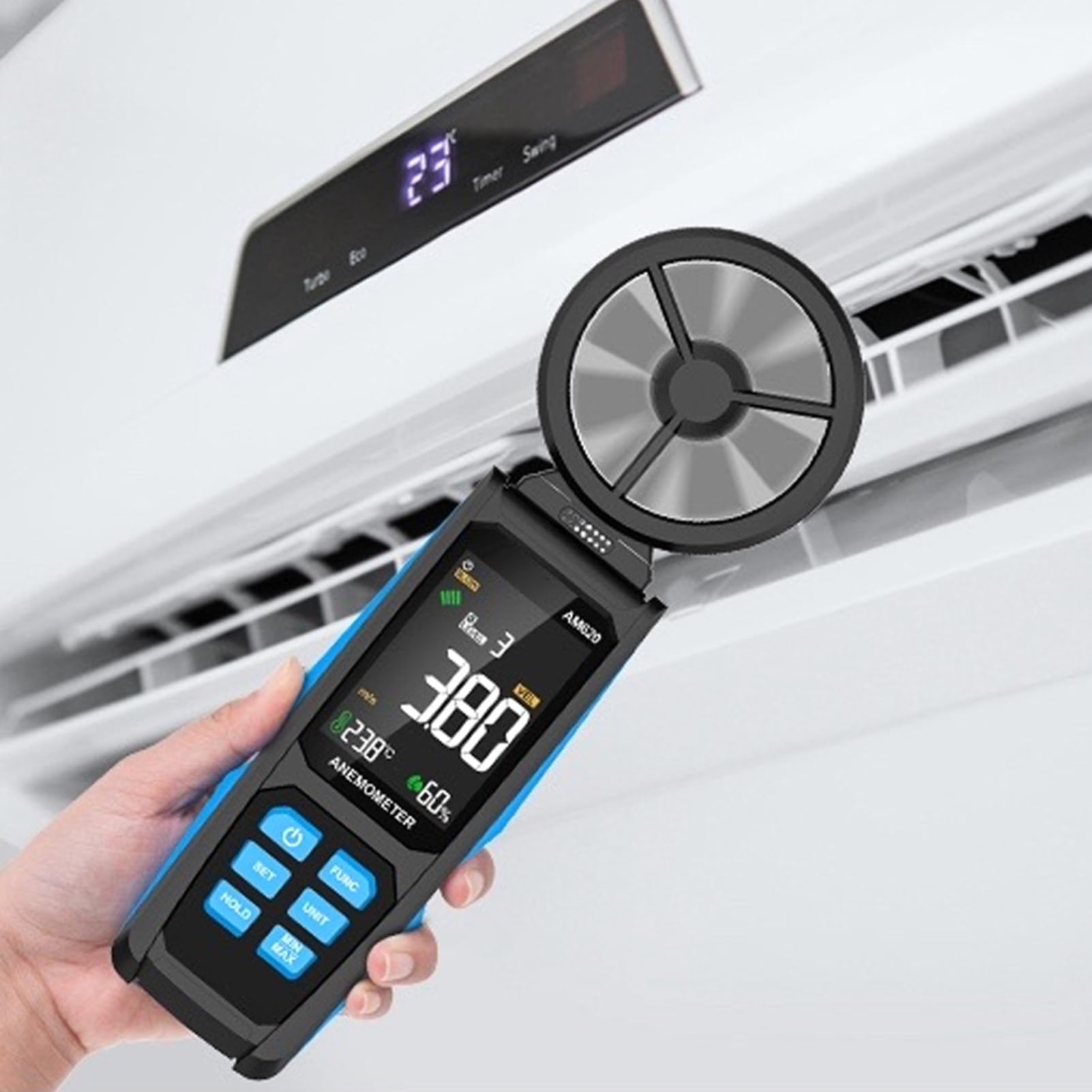 Fabater Anemómetro Digital, Medidor de Velocidad del Viento de Mano,